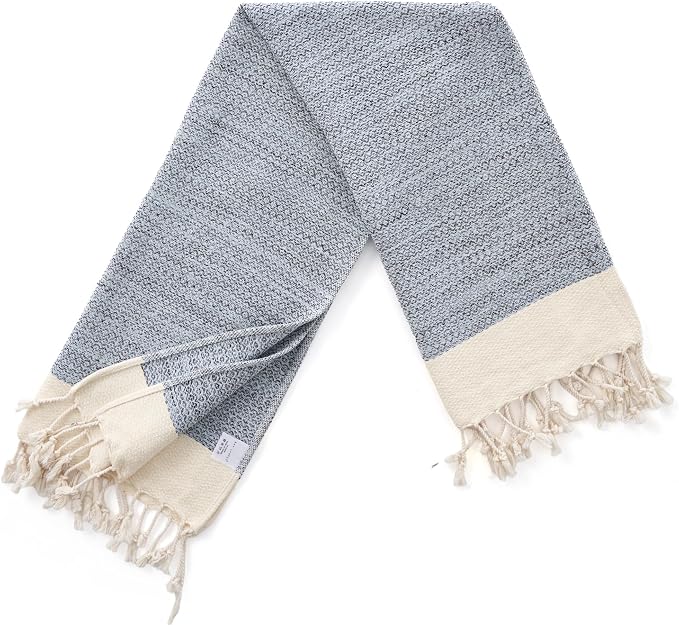 BAY LAUREL Turkish Hand Towel – Pack of 2 | Soft & Absorbent Decorative Towels for Bathroom, Hand, Face, Hair, Gym, Yoga, SPA, Kitchen & Tea | Boho Decor (Light Blue, Diamond 16x40 Inches (Set of 2)