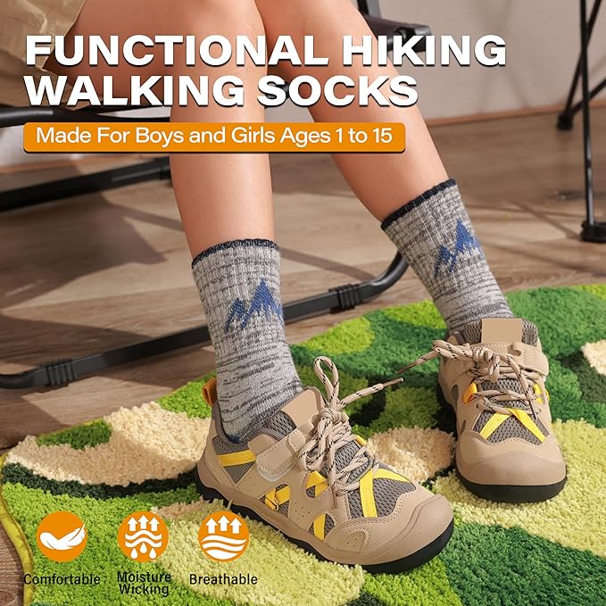 ANTSANG Kids Toddlers Boys Girls Merino Wool Hiking Athletic Thermal Warm Winter Socks