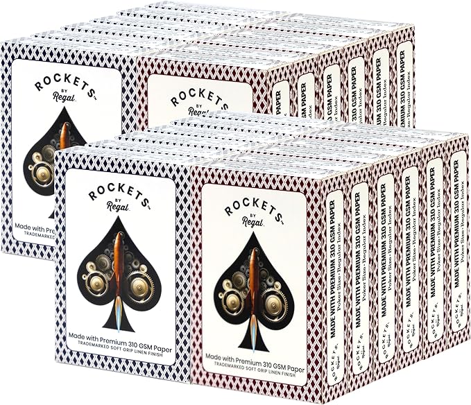 Regal Games Rockets - 24 Pack Bulk Playing Cards Set for Adults & Professionals - Poker Size Standard Decks for Blackjack, Poker, Canasta, Euchre - 310 GSM Linen Finish - Fun & Travel Playing Cards
