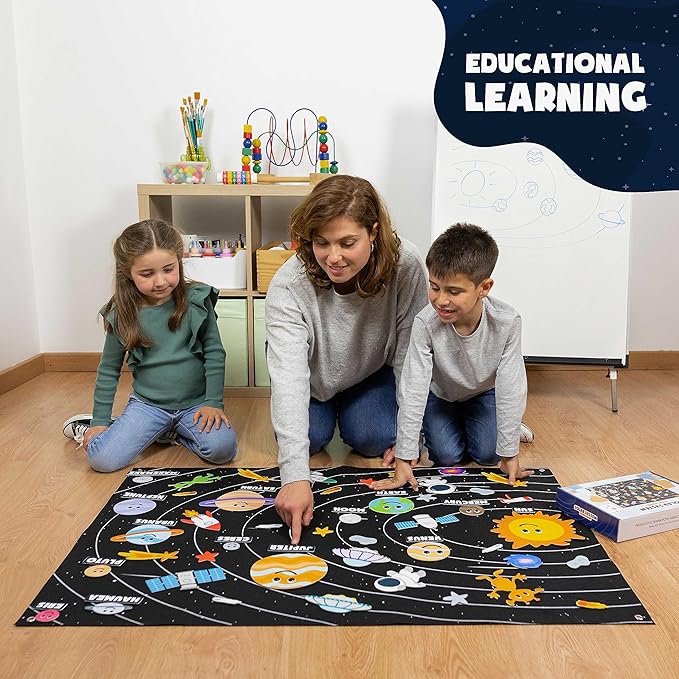 Solar System for Kids Toys with 61 Felt Figures - BONNYCO | Space Montessori Toys, Girls Boys Birthday Gifts Planets | Felt Board for Toddlers Story, Educational Kids Gifts 3 4 5 6 7 8 Years Christmas