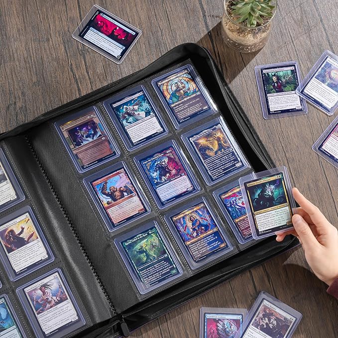 ProCase Top Loader Binder, 9 Pocket Holds 324 Toploaders, Waterproof PU Leather with Non-PVC Pockets for Trading Cards or Sports Cards, Compatible with TCG, MTG in 3"x4" Toploader -Purple