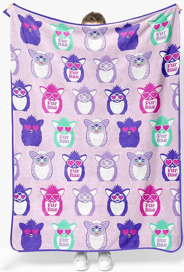Jay Franco Plush Throw Blanket – 46" x 60" Inch Cartoon Kids Soft & Cozy Fleece Throw for Bedroom & Couch Décor, Official Licensed Product, Purple - Furby