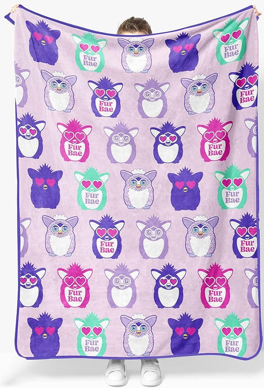 Jay Franco Plush Throw Blanket – 46" x 60" Inch Cartoon Kids Soft & Cozy Fleece Throw for Bedroom & Couch Décor, Official Licensed Product, Purple - Furby