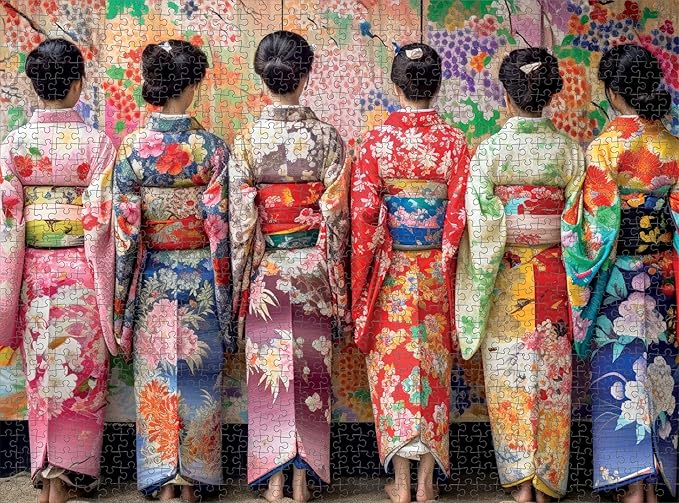 Cross & Glory - Elegant Kimono Beauties - 1000 Piece Artistic Jigsaw Puzzle for Adults | Vibrant Colors | Cultural Art | Premium Quality | Brain Exercise and Home Decor
