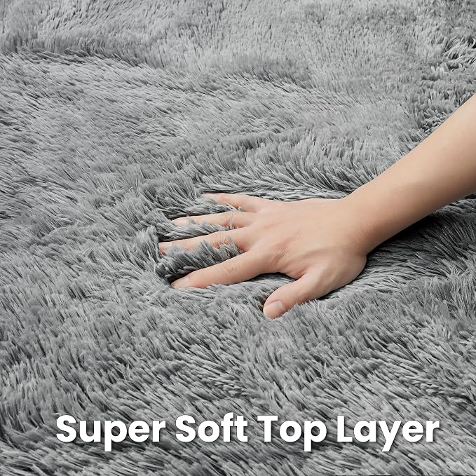 Light Gray ack Round Fluffy Rug 5ft Plush Fuzzy Shaggy Carpet,Soft Rugs for Living Room for Nursery,Preppy Dorm,Classroom,Playroom,Teen,Baby Home Decor (Light Gray 5"x5")