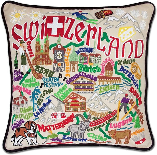 Catstudio Switzerland Embroidered Decorative Throw Pillow