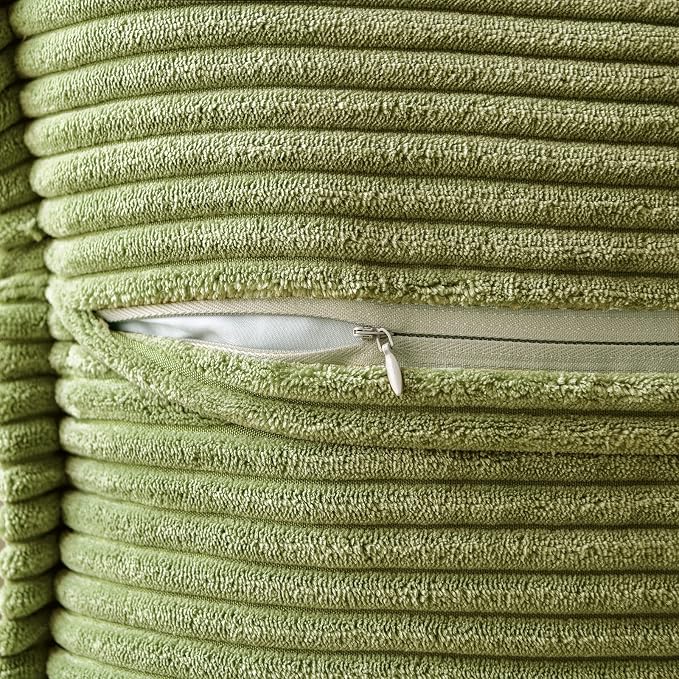 MIULEE Decorative Throw Pillow Covers for Couch 20x20 Inch Green 2 Pack | Boho Broadside Striped Patchwork Pillow Covers, Soft Corduroy Cushion Cases, For Sofa Bed Livingroom Home Decor