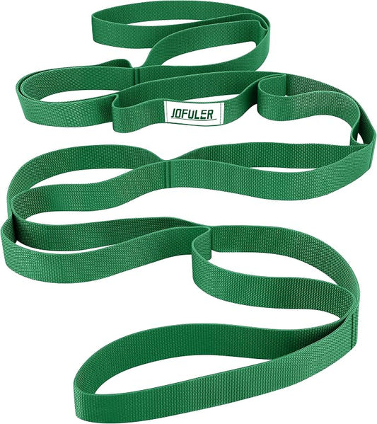 Stretching Strap for Physical Therapy and Home Rehab, 10 Loops Non-Elastic Yoga Strap for Hamstring, Calf and Back Stretching, Mobility, Exercise, Pilates, Flexibility