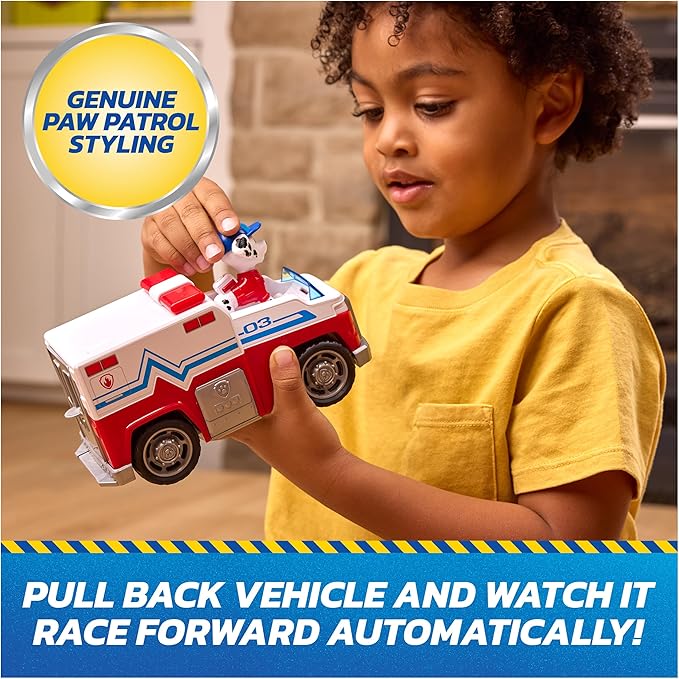 Paw Patrol: Search & Rescue, Marshall Rescue Responder Vehicle with 2 Figures, Toy Truck with Pull-Back Action, Kids Toys for Boys & Girls Ages 3+