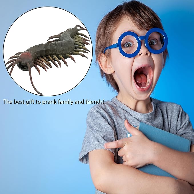 Reptile Figurine Soft Rubber Toy, Tropical Jungle Animals with Centipede, TPR Super Stretch Toy for Kids, Perfect for Gifts, Party Favors, and School Projects (Centipede)