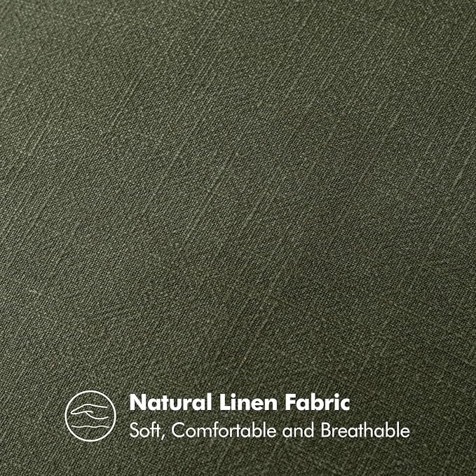 MIULEE Decorative Linen Lumbar Pillow Cover 12x20 Inch Dark Olive Green | Boho Farmhouse Neutral Couch Long Throw Pillow for Bed, Pack of 1 Accent Modern Pillowcase, Sofa Livingroom Home Decor