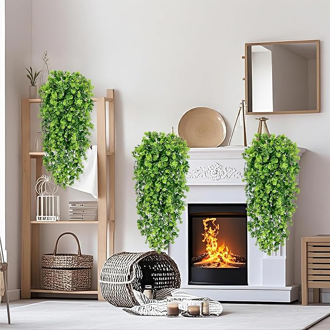 Waipfaru 4Pcs Fake Hanging Plants 3ft Fake Plants Vines Greenery | UV Resistant Faux Outdoor Plants Ivy Vines for Modern Boho Patio Outdoor Indoor Party Wall Porch Gazebo Aesthetic Decor