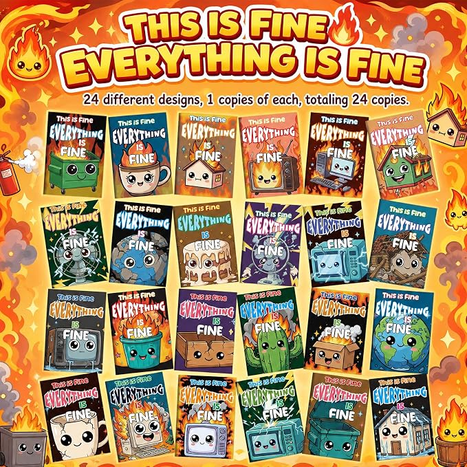 Liliful 24 Pcs Dumpster Fire Coloring Book Set Mini This is Fine Color Books Bulk Adult Humor Coloring Books for Stress Relief Office Leisure Humor Enthusiast Gifts
