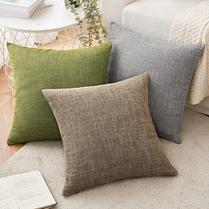 MIULEE Pack of 2 Decorative Linen Burlap Pillow Covers Farmhouse Boho Accent Pillowcases for Sofa Car Couch Bedroom Living Room Decor 16x16 Inch Brown