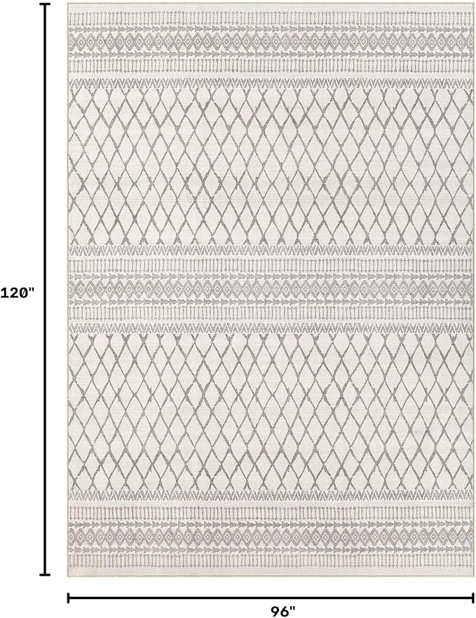 cotiled 8x10 Area Rugs Living Room Rug: Washable Boho Rugs with Non Slip Backing Large Soft Indoor Stain Resistant Carpet for Bedroom Farmhouse Dining Room Lightweight Home Decor Beige/Gray