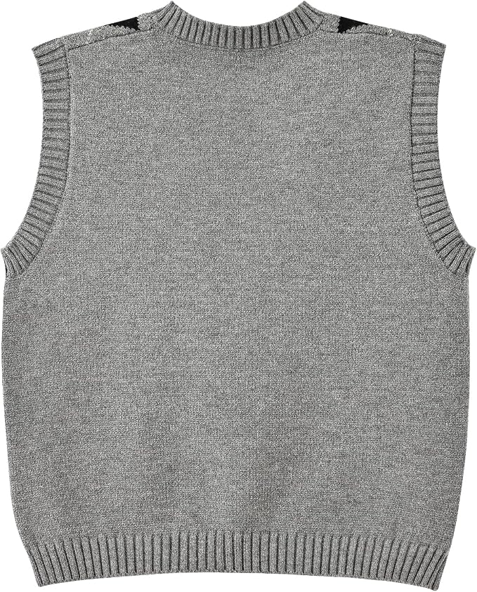 Women's Sweater Vest,Y2K Sleeveless Pattern Preppy Style Knitted Crop Tank Top for Girl