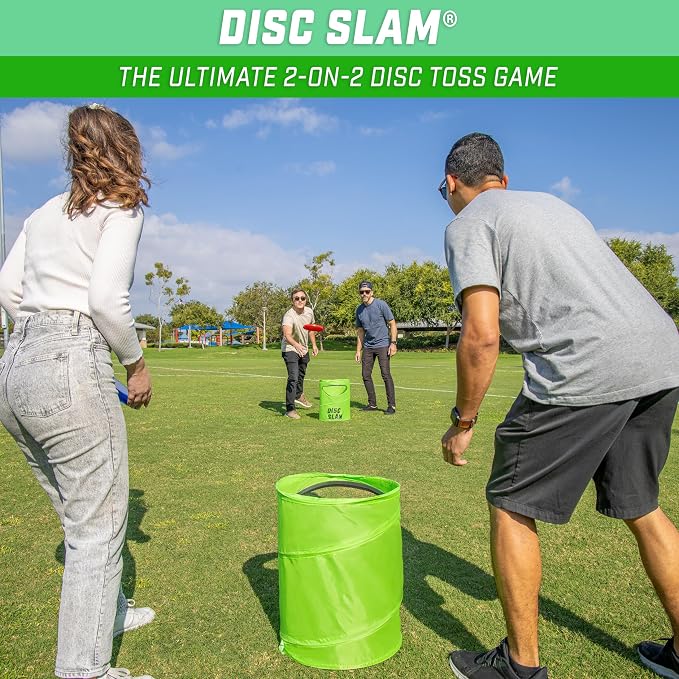 GoSports Collapsible Portable Disc Slam Game for Teens & Adults - 4-Player Team Game for Beach Party, Campsite, Family Cookout and Picnic - Classic or PRO