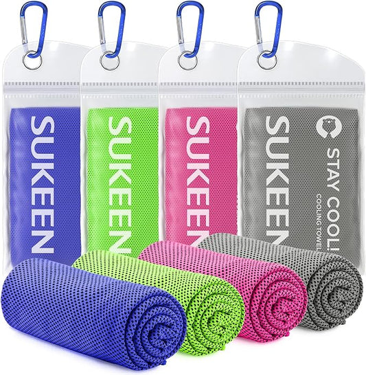Sukeen 4 Pack Cooling Towels for Hot Weather 40"x12", Gym Towels for Men and Women, Soft Breathable Workout Towels for Yoga, Running, Sport, & More