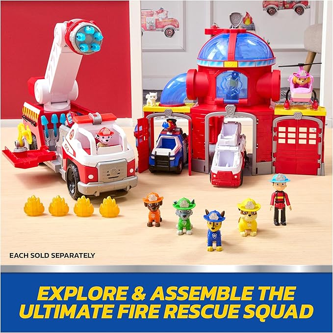 Paw Patrol: Fire Rescue Marshall, Plush Toy with Fire Extinguisher, Backpack, and Hose, Preschool Toys, Kids Toys for Boys & Girls, Ages 3 and Up, 10”