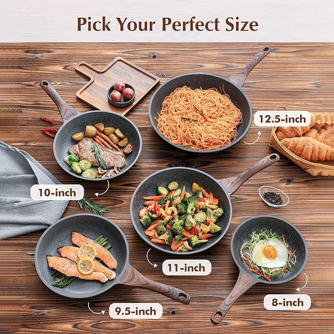 SENSARTE Nonstick Frying Pan Skillet, Swiss Granite Coating Omelette Pan, Healthy Stone Cookware Chef's Pan, PFOA Free (9.5 Inch)