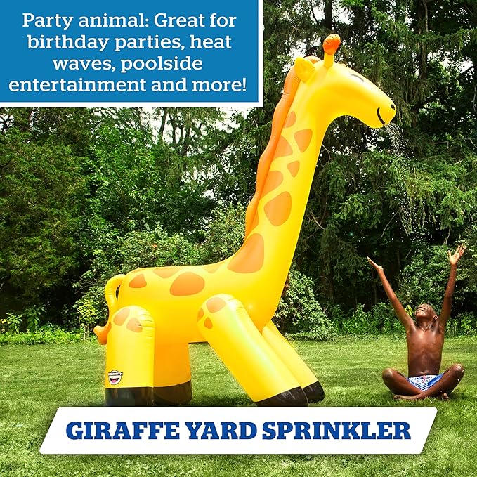 BigMouth Inc. Giant Giraffe Inflatable Sprinkler for Kids, Backyard Water Toy with Simple Inflate/Deflate, Fun Summer Activities