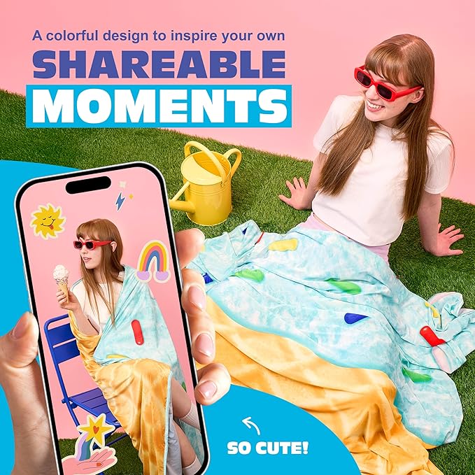 Cozy Concepts Co. Ice Cream Cooling Blanket, Super Soft Plush Throw for Teens and Kids, A Cozy Dorm Room Essential, Fun Back to School Stuff & Perfect Comfort Gift for Students