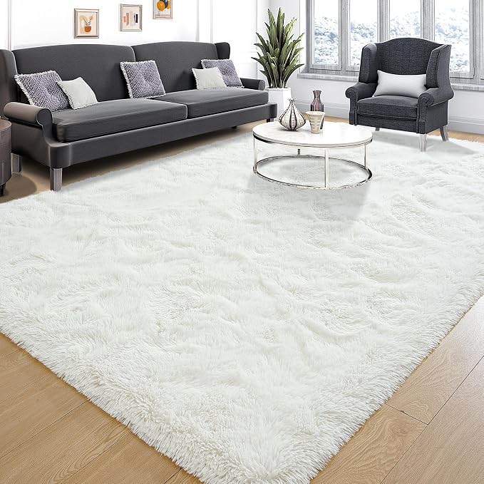 Tepook Soft 3x5 Small Bedside Rug Washable, Fluffy Shaggy Rugs for Living Room Bedroom, Plush Indoor Floor Carpet for Kids Girls Boys Dorm Nursery Home Decor Aesthetic, Cream White
