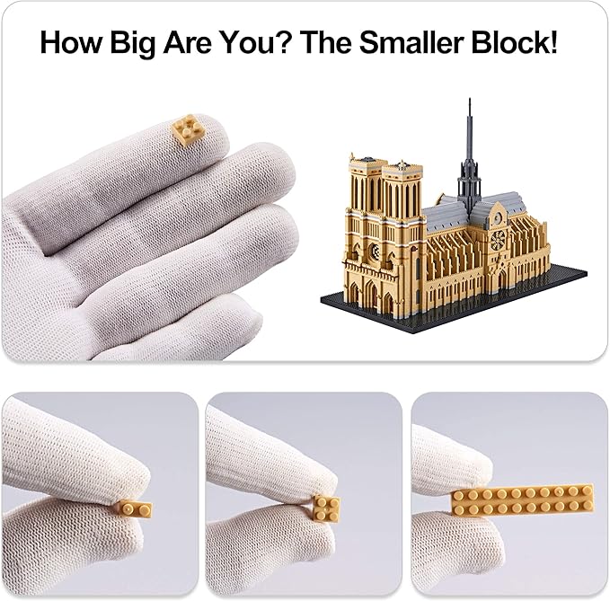 World Famous Architecture Micro Building Blocks Set Notre Dame De Paris 7380 PCS, Creative DIY Big Model Kit for Adults or Teens Ages of 14+