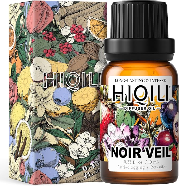 HIQILI Noir Veil Diffuser Oil, Mysterious Woody Scent for Reed and Electric Diffusers, Long-Lasting Home Air Freshener - 0.34 Fl Oz