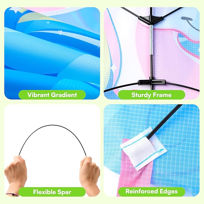 JOYIN 43.3'' Unicorn Kite Easy to Fly for Kids and Adults, Large Beach Kite for Outdoor Games and Activities