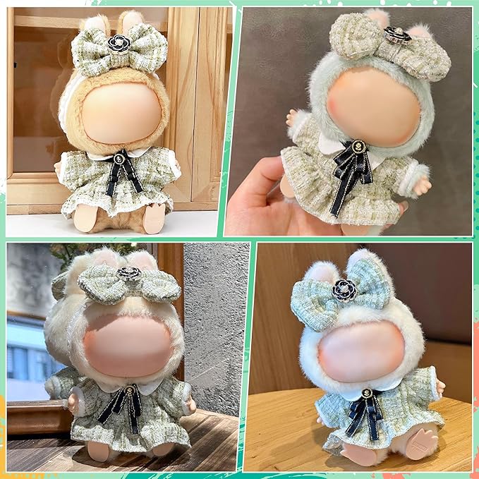 Clothes Fit for 17CM Doll, Fashion Doll Clothes Outfit Set Cute Theme Designer Toys Dress Accessories for Collector Fans Display (Green Tweed Jacket)