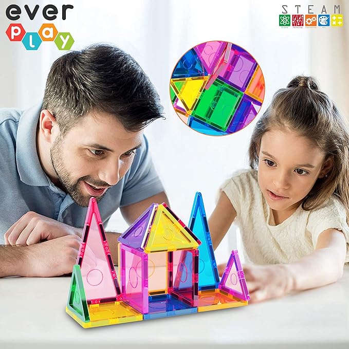 Magnetic Tile Building Block Set Construction Magnet Tiles Toy Blocks STEM Educational Learning Kit Toddler Preschool Games Rocket Playset Toys Unlimited Creation Boys Girls Age 3 and up