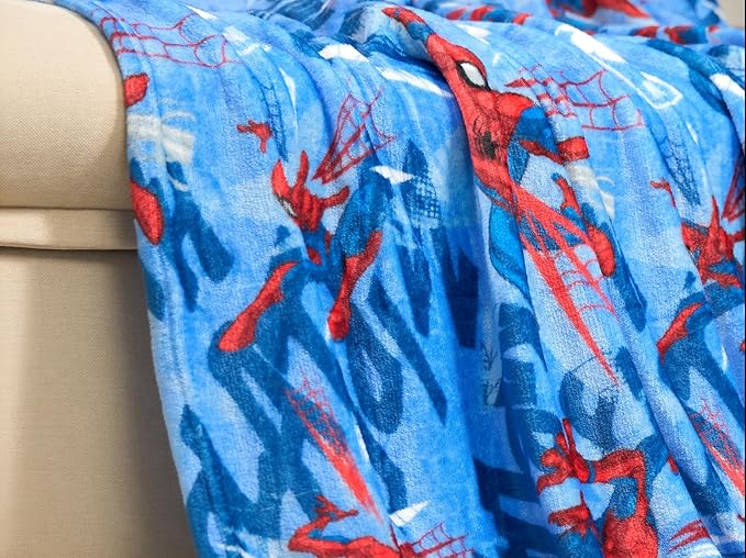 Northwest Disney Marvel Spiderman Plush Throw Blanket, Oversized 62" x 90" Silk Touch Soft Fleece Blanket for Kids & Adults, Officially Licensed