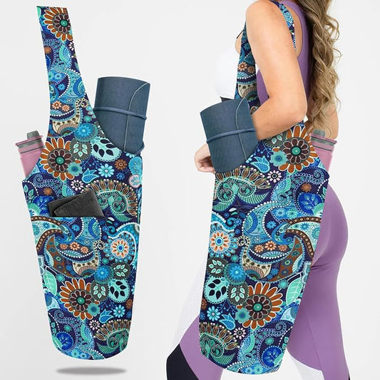 Yoga Mat Bag Yoga Tote Bag with Large Pocket and Zipper Pocket Yoga Mat Bag Carrier Fit Most Size Mats and All You Stuff