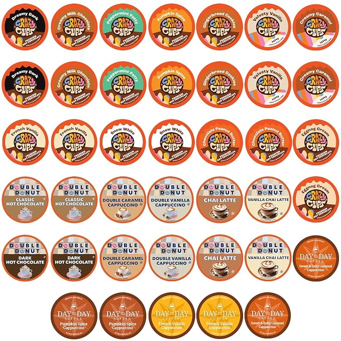 Perfect Samplers Cappuccino & Hot Chocolate Variety Pack, Including Flavored Hot Chocolate & Cappuccino Coffee for Keurig KCups Machines, Hot Cocoa Coffee Pods Variety, Coffee Gift Set, Gift Set, 40 Count