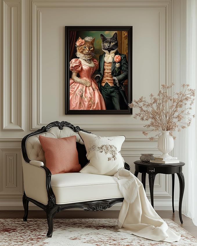 Puzzles for Adults 1000 Pieces, Victorian Cats: The Elegant Pair Portret, Hard Challenging Jigsaw Puzzle for Puzzle Lovers, Bonus Poster Included. Vintage cat Puzzle, Matte Finish.