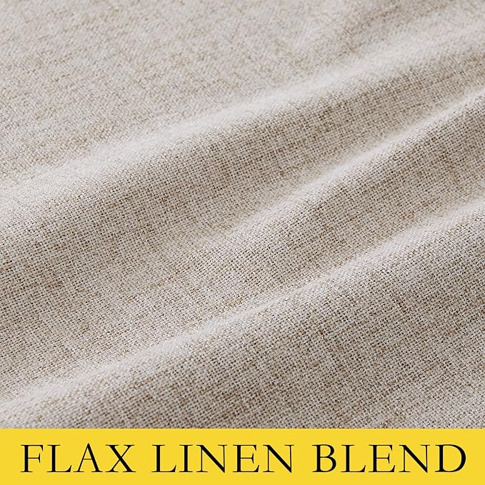 NICETOWN 100% Black Out Curtains 72 inch Long, Thick Linen Blend Classic Rod Pocket Back Tab Blackout Draperies with Thermal Insulated Liner for Bedroom, Nursery (Natural, Set of 2, 52 by 72-inch)