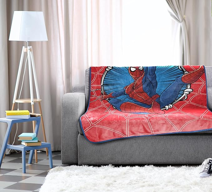 Jay Franco Kids Plush Throw Blanket – Soft & Cozy Fleece Throw for Bedroom & Couch Décor, Official Licensed Product, Red - Spiderman, 46x60 - Throw Blanket