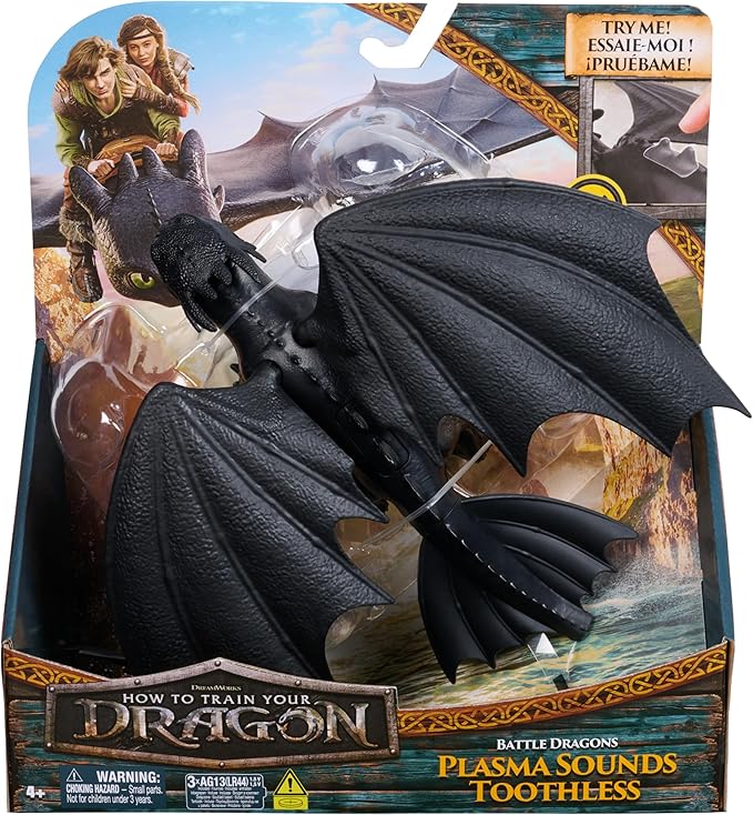 DreamWorks Dragons, Battle Dragons, Plasma Sounds Night Fury, 13” Action Figure, Kids Toys for Boys & Girls Ages 4 and up