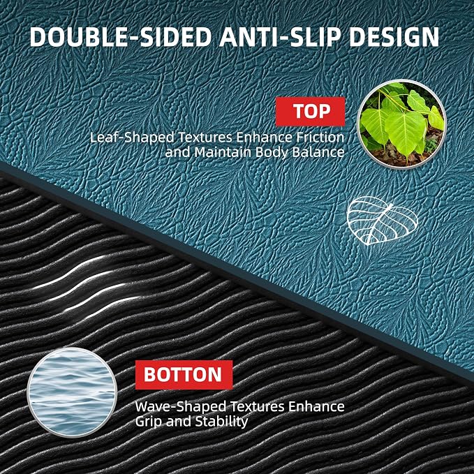 Extra Large Yoga Mat – 72"x48" or 78"x57", 1/4"–1/2" Thick Mat for Women & Men, TPE Non-Slip Pilates Mat for Home Gym, Yoga, Stretching, Meditation