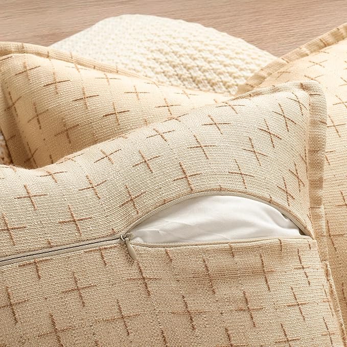 Pillow Covers 26x26 Set of 2 Soft Polyester Textured Pillow Covers with Stylish Flange Edge Cozy Farmhouse Throw Pillows for Couch Bed Sofa Living Room