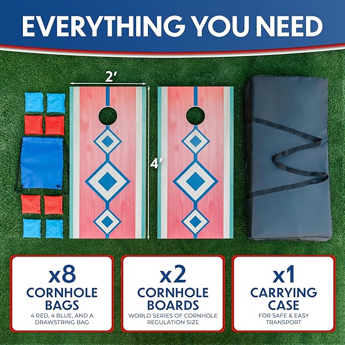World Series of Cornhole Regulation Size Cornhole Boards - Lightweight & Durable All-Wood Construction | Backyard Bean Bag Toss Set | Outdoor Game for Tailgates & BBQs