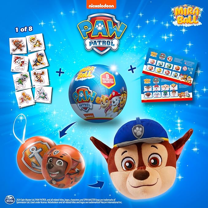 MiraBall PAW Patrol Plush, Blind Box Surprise Plushies - Mighty Pups Toy, Cute Stuffed Animal - Great for Gifts & Party Favors, Aged 3+ (4-Pack)
