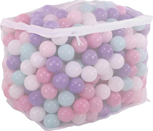 BalanceFrom Play Pit Balls Toy Set for Kids with Mesh Bag, Rainbow or Pastel Colors – Crush-Proof Plastic for Ball Pits, Playhouses, Bounce Houses, Pools, Tents, and Birthday Parties
