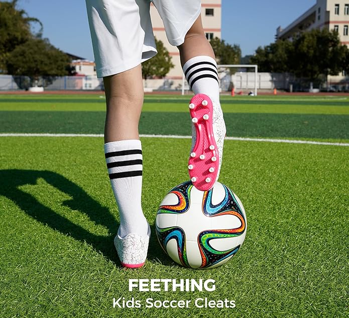 Grils Boys Soccer Cleats Youth Firm Ground FG Football Shoes Lightweight Breathable Outdoor Trainning Sport Shoes for Little/Big Kids
