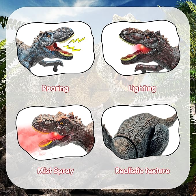 Remote Control Dinosaur Toys for Kids 3-5, 5-7, 8-12, 10-12, Electronic RC T Rex Dino Robot Toy for Boys, Top Christmas & Birthday Gifts for 6 7 8 9 10 11 & 12 Year Old Boys (Color: Blue)