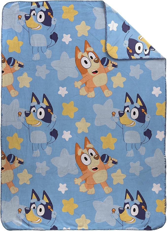 Jay Franco Kids Plush Throw Blanket – Soft & Cozy Fleece Throw for Bedroom & Couch Décor, Official Licensed Product, Blue - Bluey, 46x60 - Throw Blanket