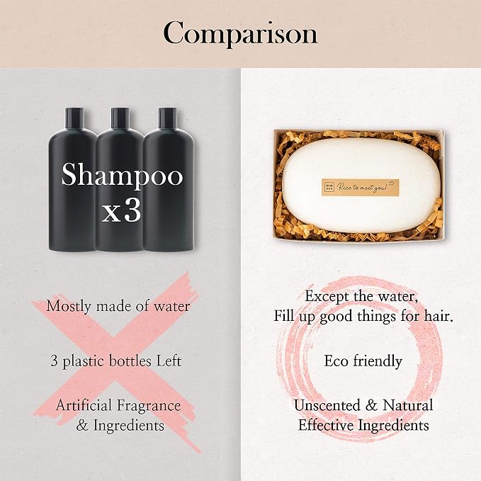mimosu Fermented Rice Water Shampoo Bar - 2-Pack pH Balanced Solid Shampoo | Unscented Rice Water Volumizing Soap for Thinning Hair. Clean Beauty Rice Water Root Booster, Plastic-Free Shampoo Bar