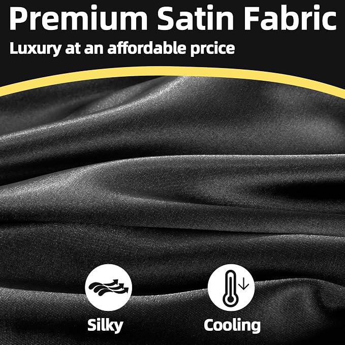 BALAPET Silky Satin Pregnancy Pillow Cover (ONLY Pillowcase), U Shaped Luxurious Smooth Maternity Pillow Cover, Soft & Breathable Large Pillow Protector with Hidden Zip for Side Sleeper, Black