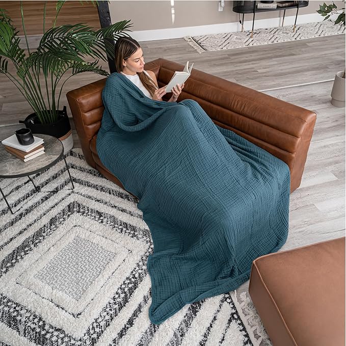 Comfy Cubs Adult Muslin Blanket 90x66” Twin Swaddle Blankets, Neptune | 6 Layer Soft, Breathable & Lightweight Muslin Adult Blanket - Machine Washable & Designed in the US Bedding for All Seasons